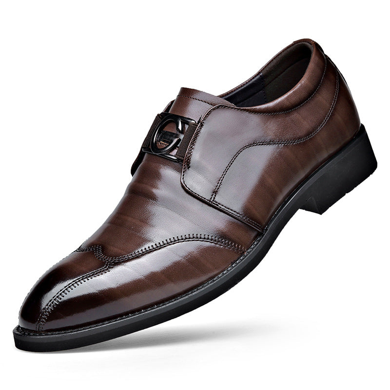 Men's Pointed Leather Shoes - Versatile Business Casual Breathable Wedding Shoes