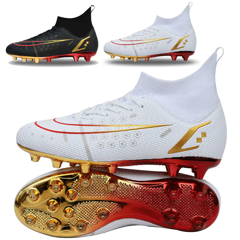 Gold Plated High-top Soccer Shoes for Kids and Men