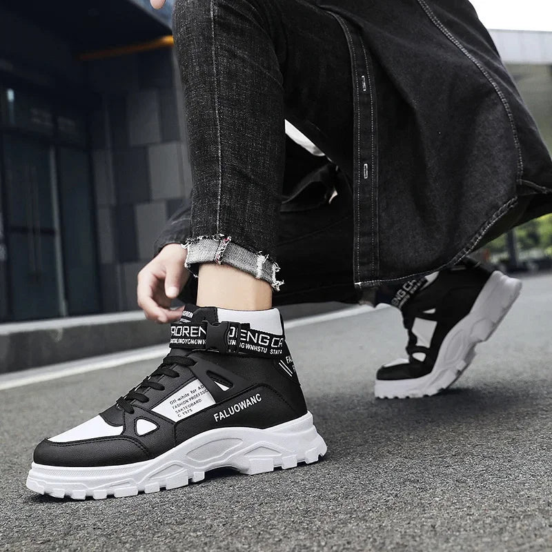 Men's Boots New Casual Fashion Men's Ankle Boots Retro Sports Platform Sole Heightening Ankle Men Boots Lace-up Shoes for Men
