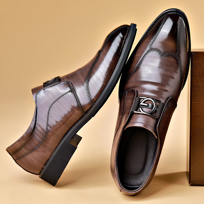 Men's Pointed Leather Shoes - Versatile Business Casual Breathable Wedding Shoes