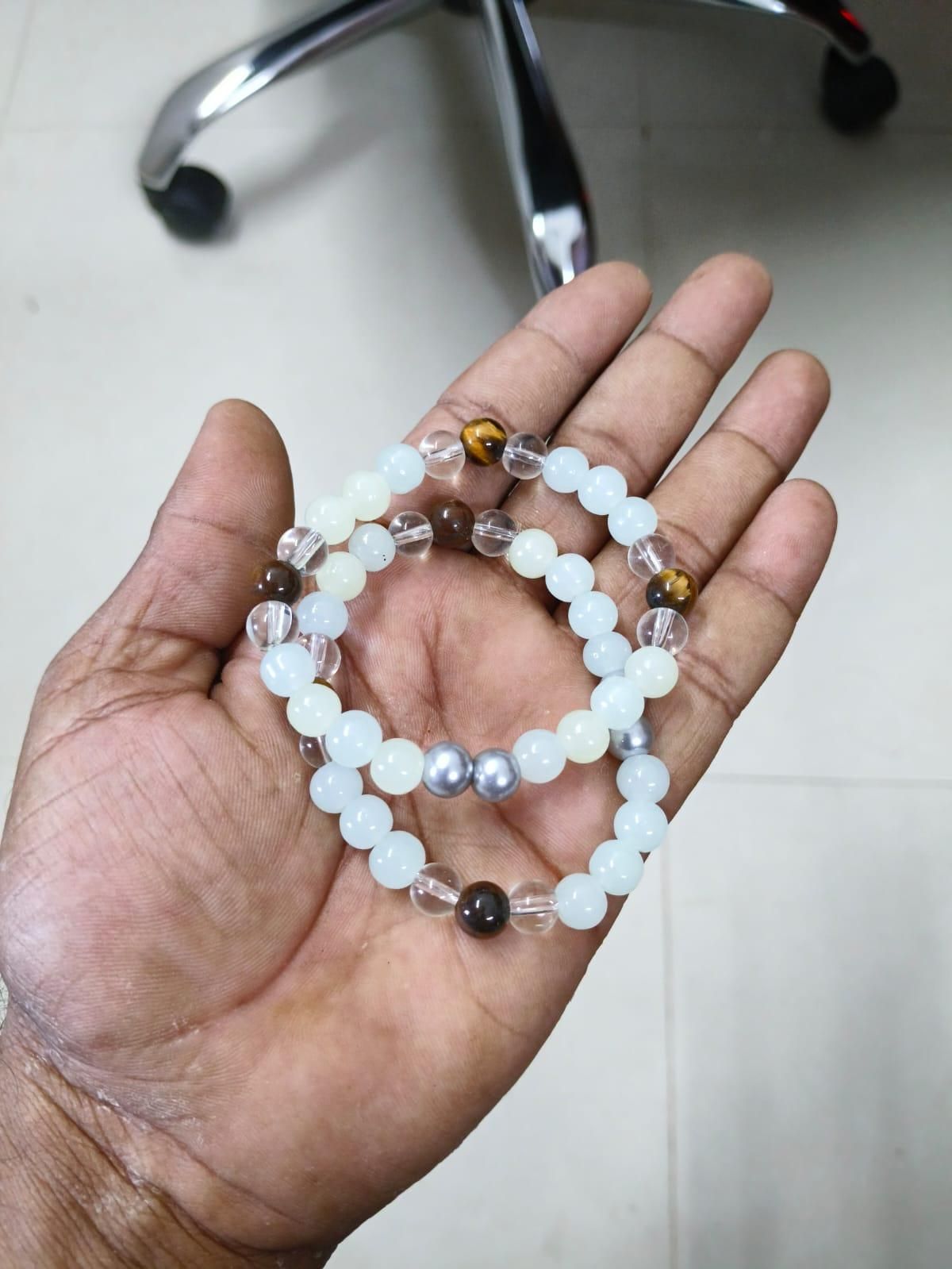 Tiger's Eye Stone and Crystal Beads Bracelet Combo Offer Buy 1 Get 1 Free