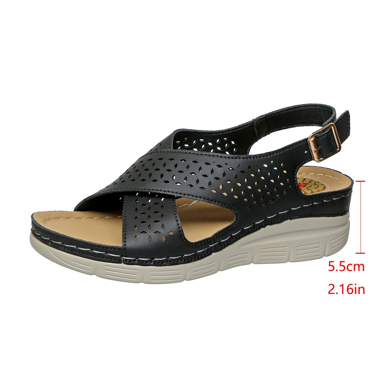 Hollow cross strap thick soled sandals for women, lightweight wedge and beach sandals