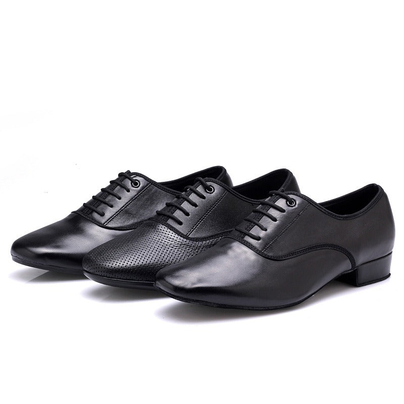 Large Size Men's Salsa Latin Ballroom Dancing Shoes Closed Toes Men Tango Jazz Shoes Cowhide Black Boy Male Dance Sneakers 38-49