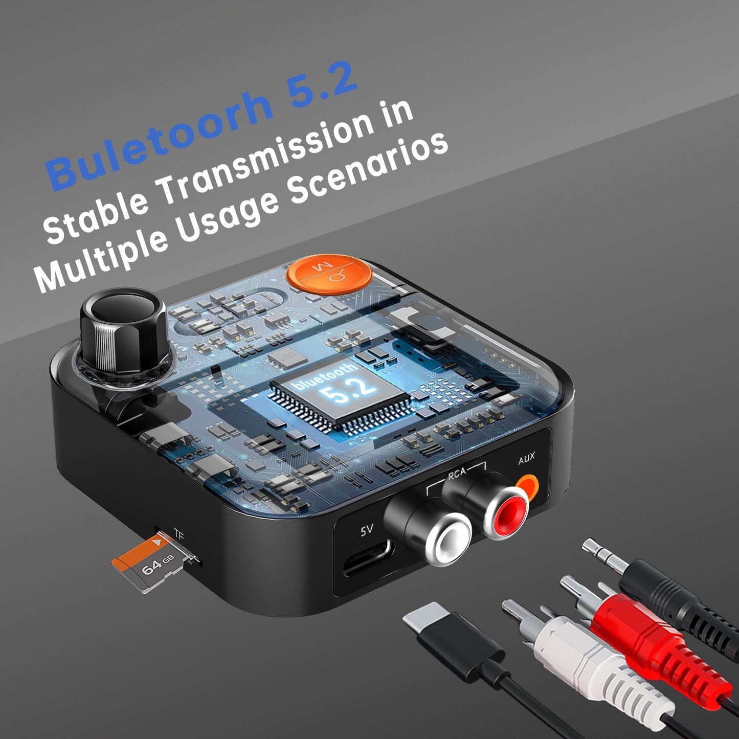 Bluetooth 5.2 Receiver Audio NFC Wireless Adapter Vintage Amplifier Audio TF Card MP3 Player