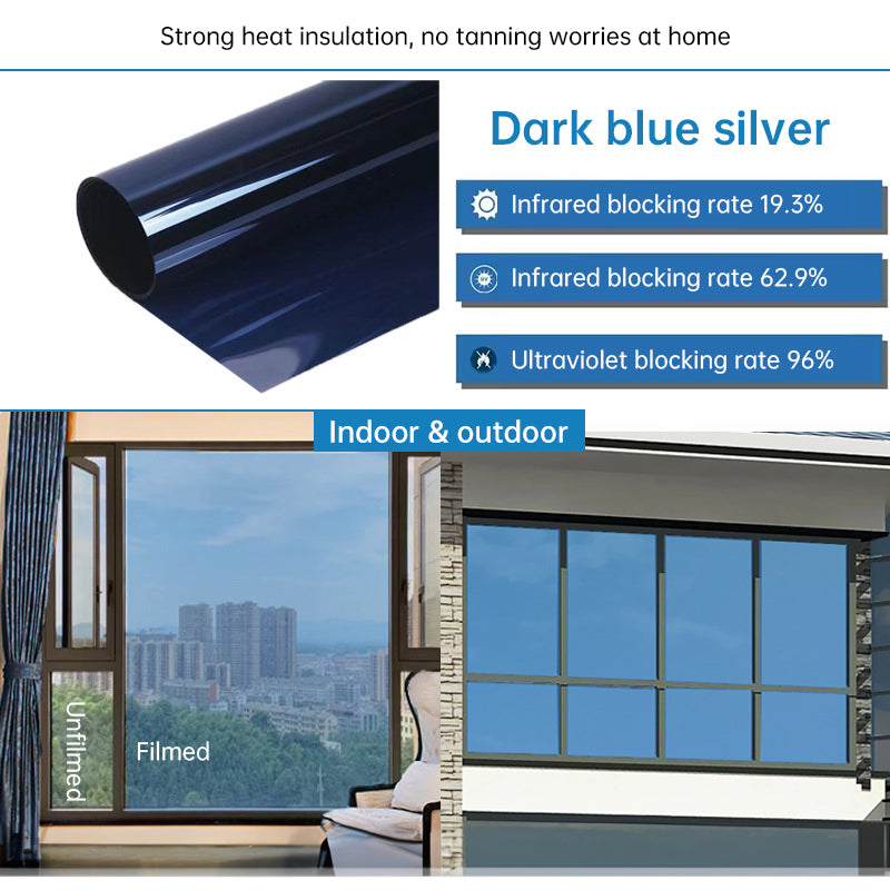 One - Way Window Privacy Film Static Cling, Self - Adhesive Vinyl Blocks UV, Insulates & Controls Heat