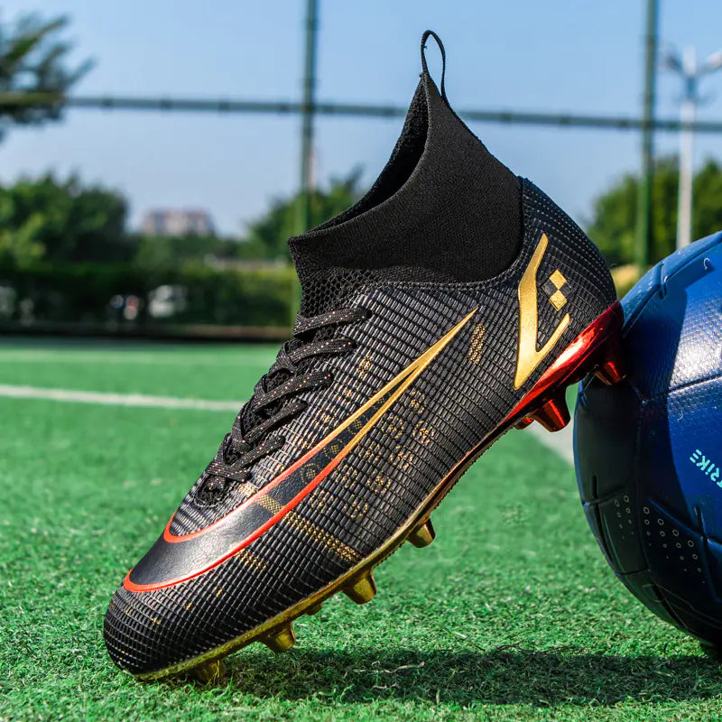 Gold Plated High-top Soccer Shoes for Kids and Men