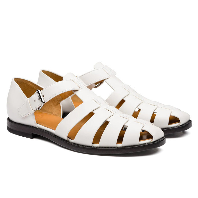 Men's beach shoes with casual toe caps white breathable Roman men's sandals