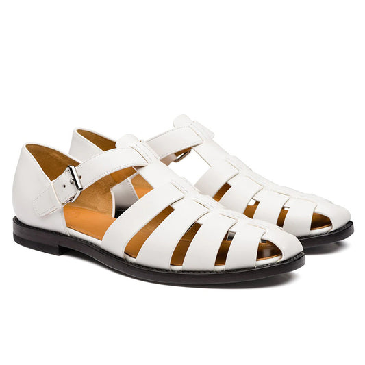 Men's beach shoes with casual toe caps white breathable Roman men's sandals