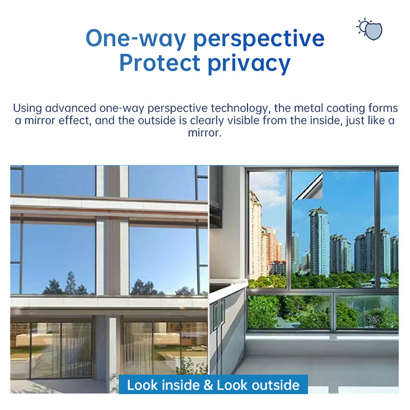 One - Way Window Privacy Film   Static Cling, Self - Adhesive Vinyl   Blocks UV, Insulates & Controls Heat