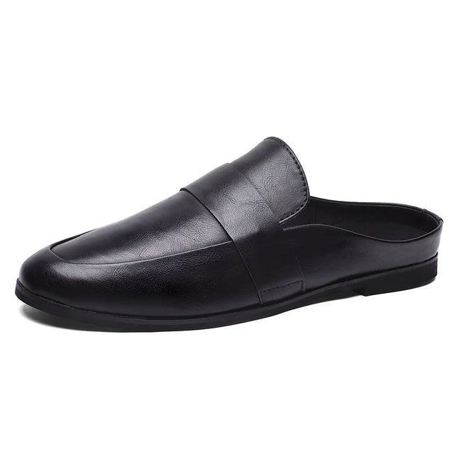British small leather shoes men's loose fitting casual shoes one kick off