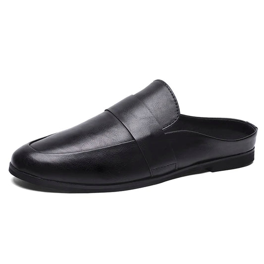 British small leather shoes men's loose fitting casual shoes one kick off