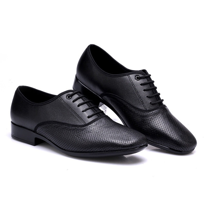 Large Size Men's Salsa Latin Ballroom Dancing Shoes Closed Toes Men Tango Jazz Shoes Cowhide Black Boy Male Dance Sneakers 38-49