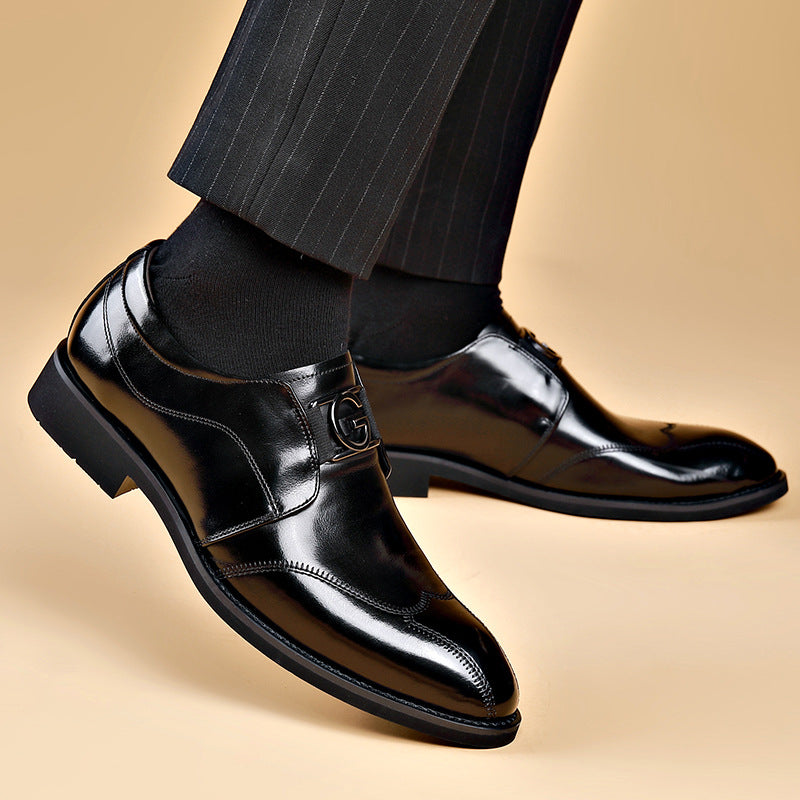 Men's Pointed Leather Shoes - Versatile Business Casual Breathable Wedding Shoes