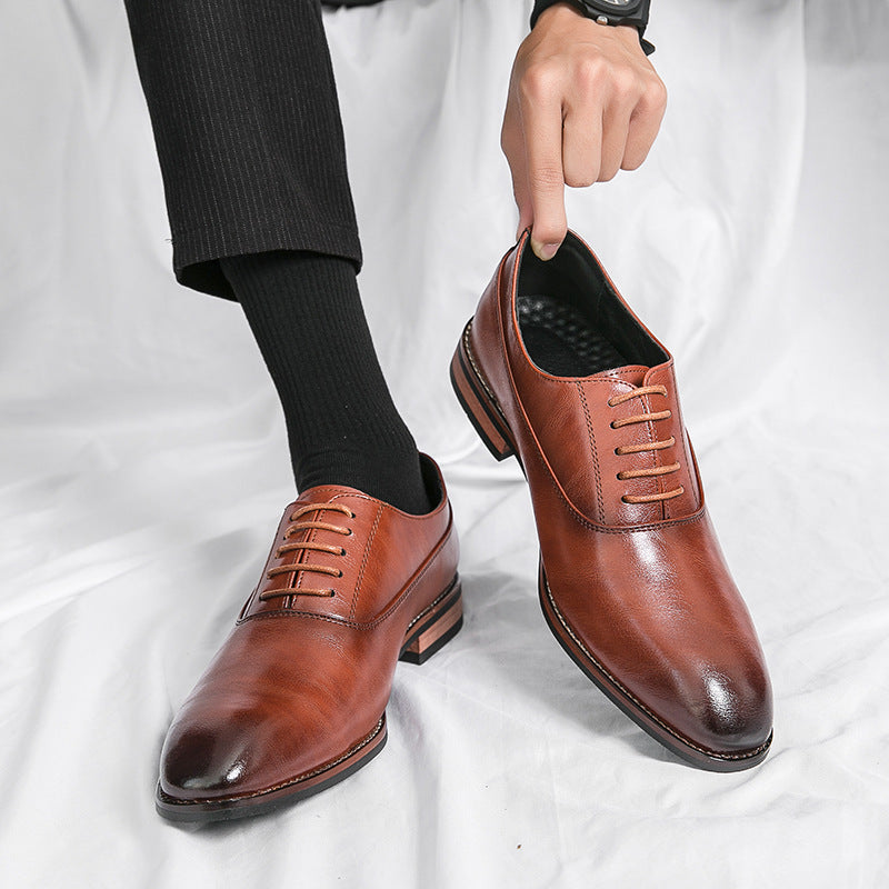 Men's Formal Leather Shoes - Lace Up Business Pointed Toe Oxford Shoes