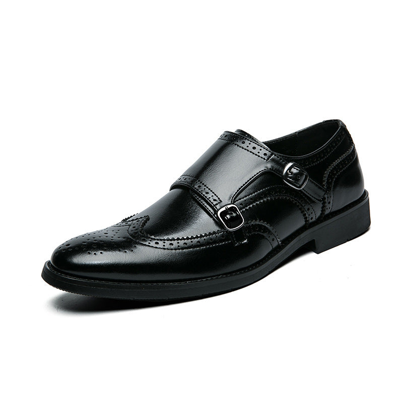 Men's Buckle Leather Shoes - Height Increasing Formal Business Shoes