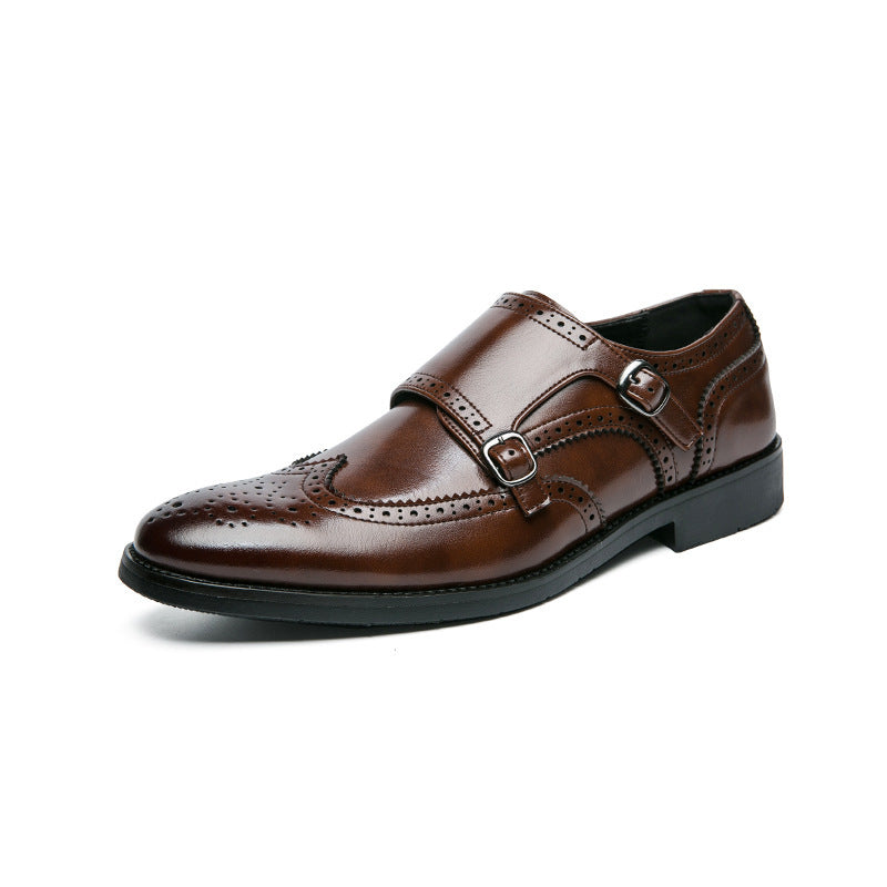 Men's Buckle Leather Shoes - Height Increasing Formal Business Shoes