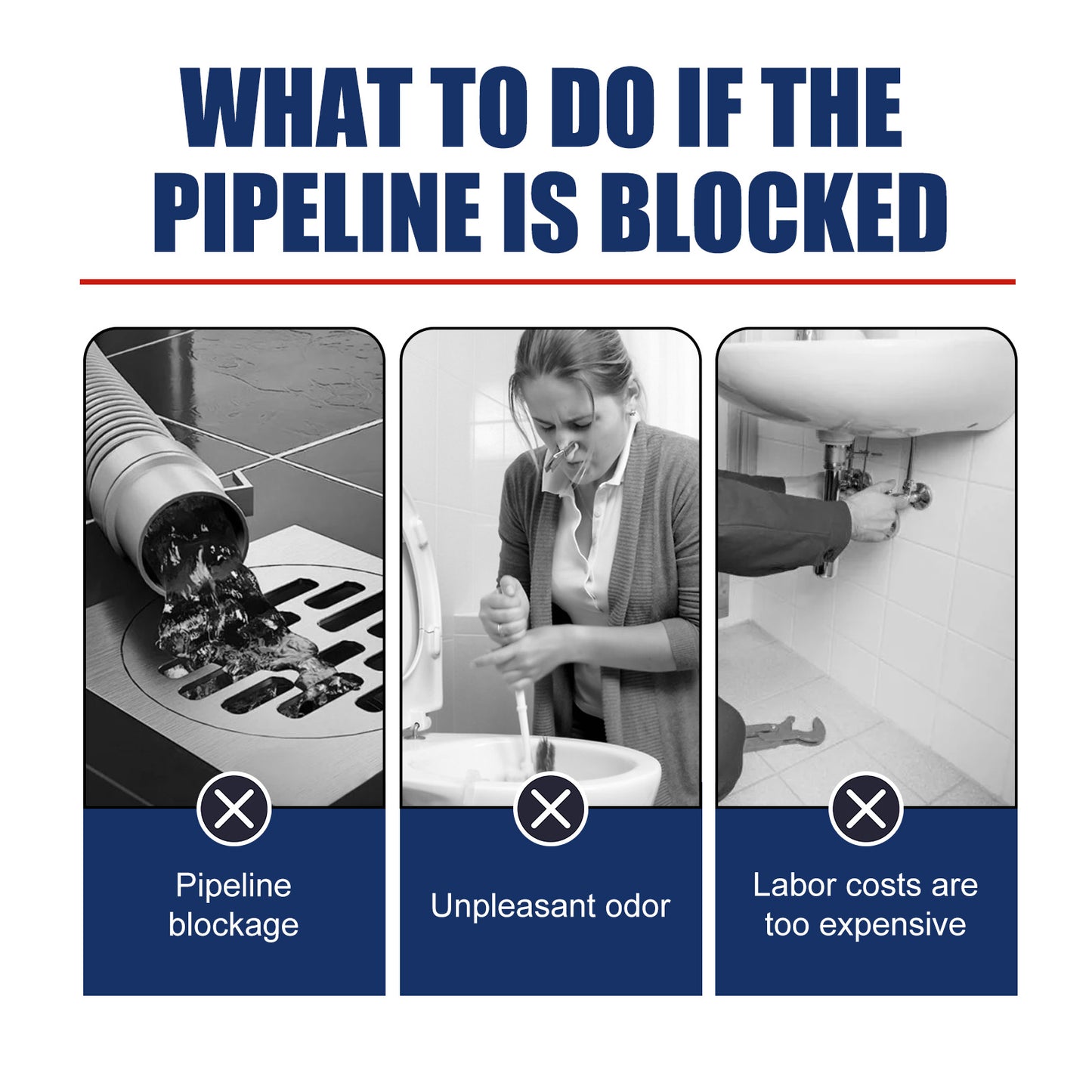 Pipe Unclog Gel, Sewer Multi-Effect Dissolving Pipe Obstruction Unblocking Agent
