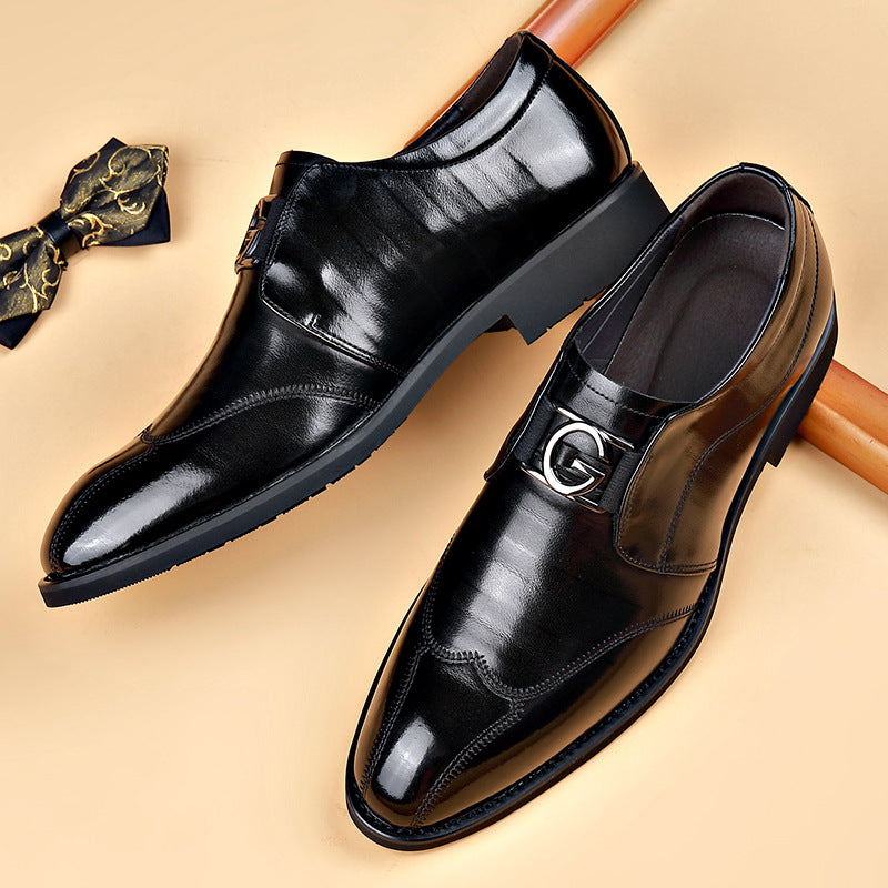 Men's Pointed Leather Shoes - Versatile Business Casual Breathable Wedding Shoes