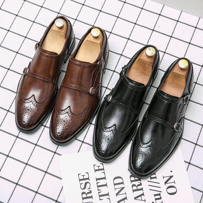 Men's Buckle Leather Shoes - Height Increasing Formal Business Shoes