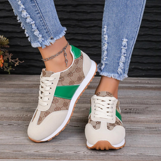 Breathable Women's Sneakers - Lightweight Leisure Tennis Shoes with Flower Design