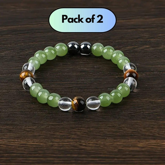 Tiger's Eye Stone and Crystal Beads Bracelet Combo Offer Buy 1 Get 1 Free