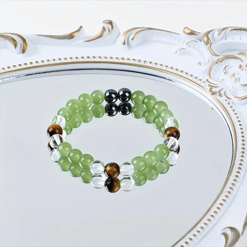 Tiger's Eye Stone and Crystal Beads Bracelet Combo Offer Buy 1 Get 1 Free