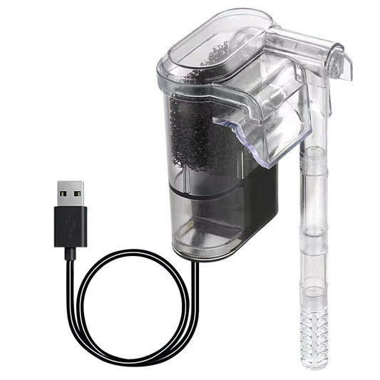 New USB - powered hanging aquarium filter, 2.5W, 250L/H. Ideal for aquariums under 30cm. Mini size.