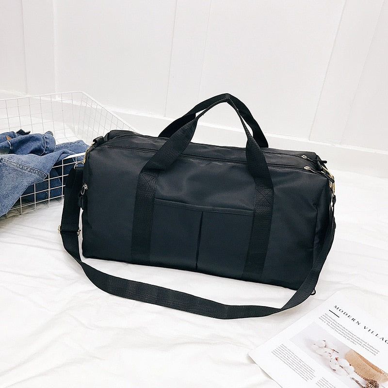 Outdoor Waterproof Nylon Sports Gym Bag - Training Fitness Travel Handbag with Shoe Compartment