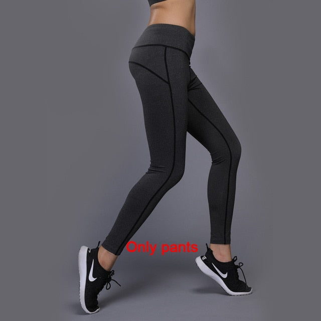 Women's Yoga Set - Breathable Gym T-Shirt + Compression Leggings Workout Clothes