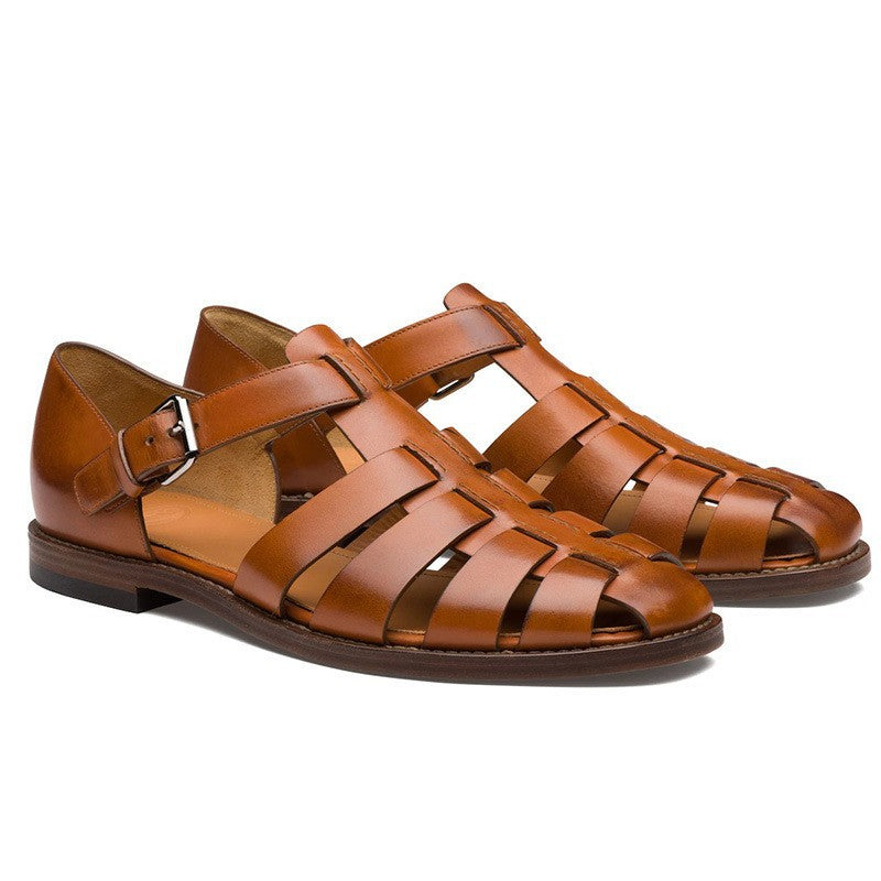 Men's beach shoes with casual toe caps white breathable Roman men's sandals