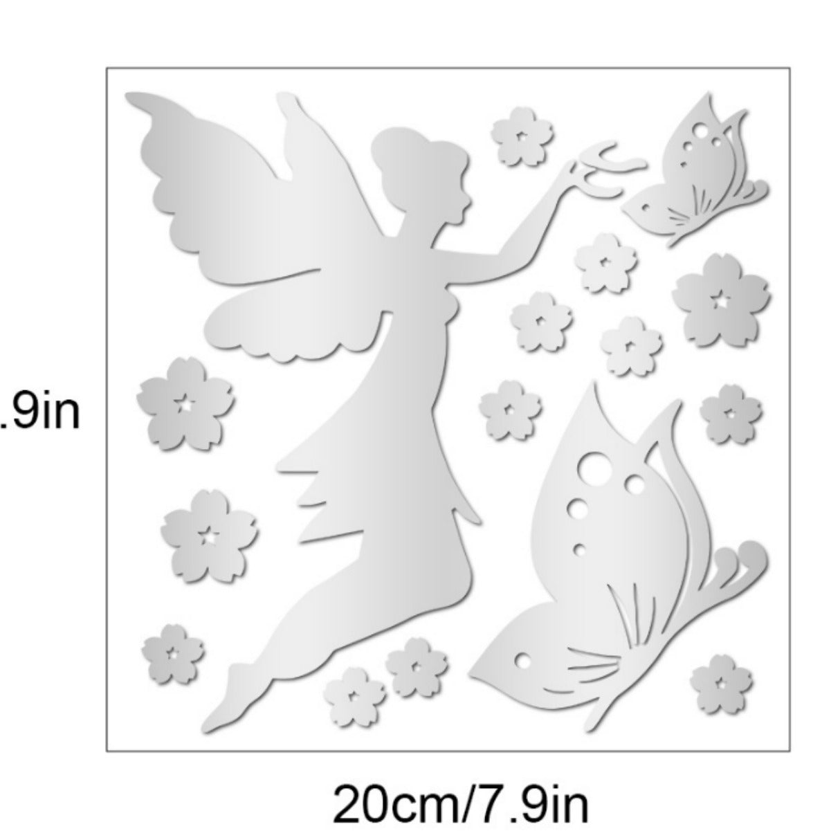Angelic Flying Mirror Wall Stickers, Fairy Scattering Flowers Acrylic DIY Decorations for Living Room and Dining Room, New Arrival Butterfly and Flower Designs