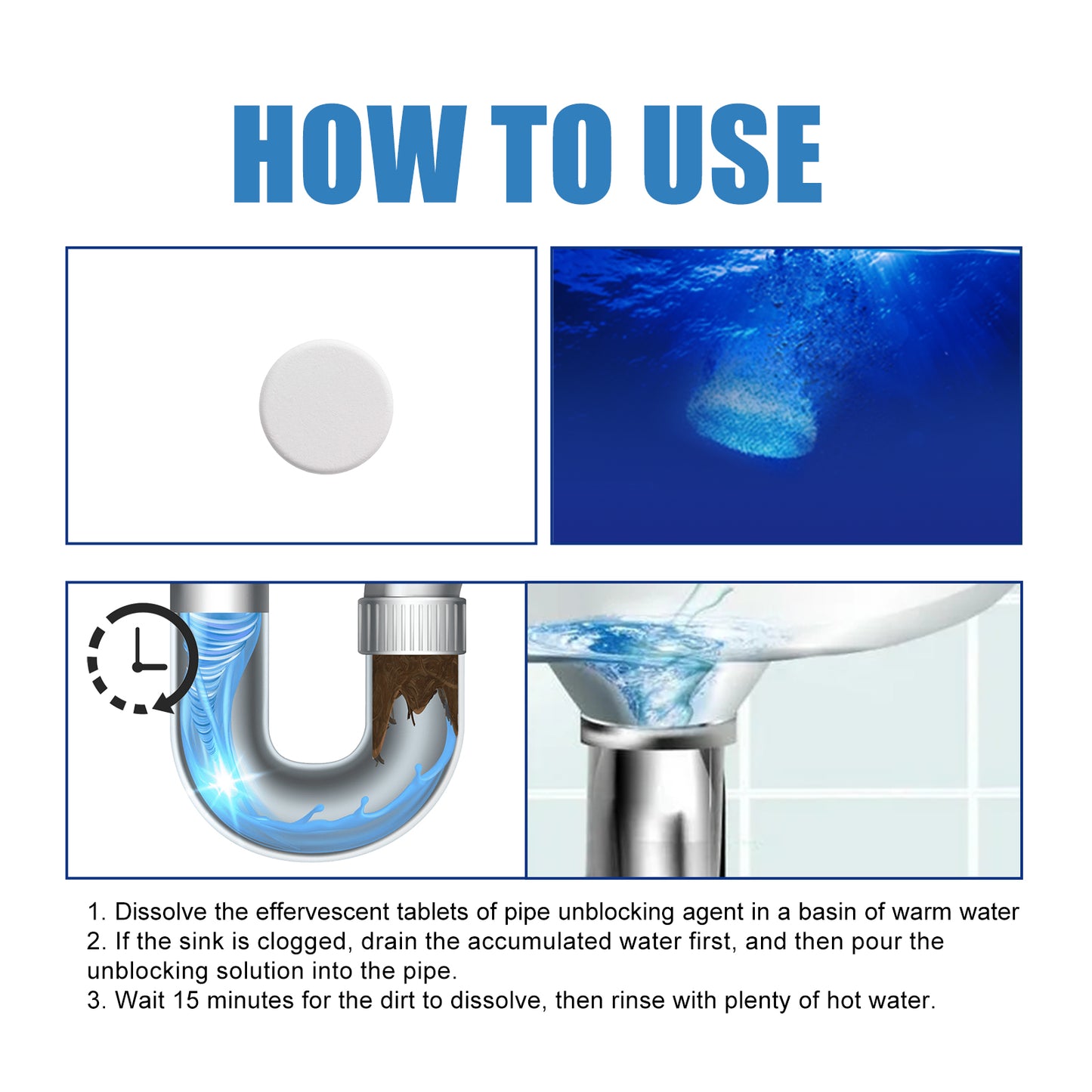 Pipe Dredging Agent Effervescent Tablet Toilet Floor Drain Drain Pipe Drain Dredging Prevent Blockage Cleaning