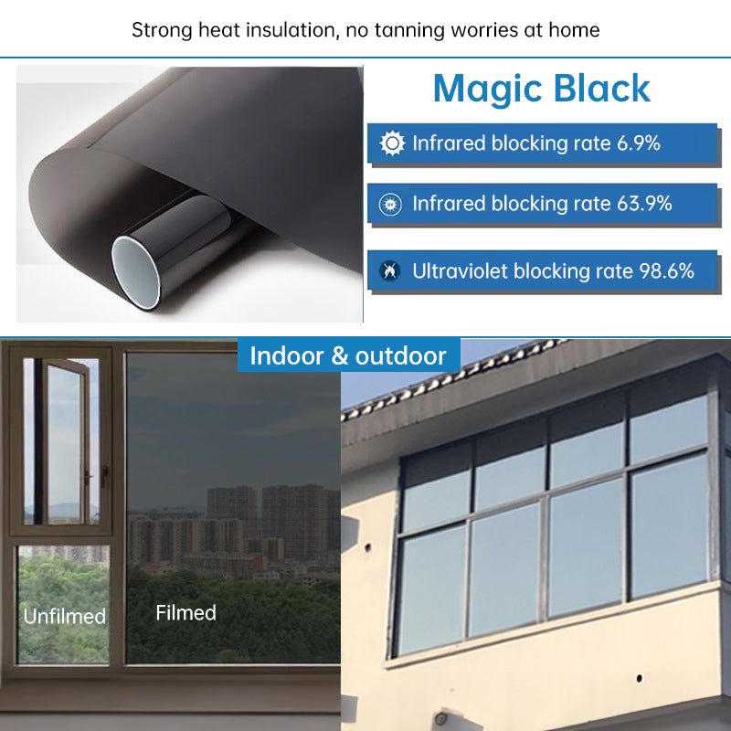 One - Way Window Privacy Film   Static Cling, Self - Adhesive Vinyl   Blocks UV, Insulates & Controls Heat
