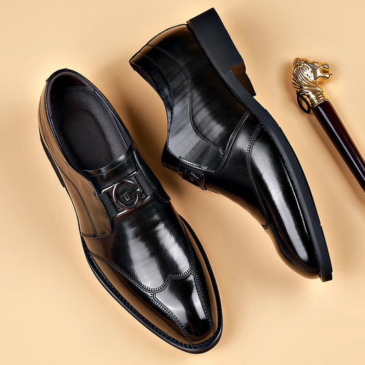 Men's Pointed Leather Shoes - Versatile Business Casual Breathable Wedding Shoes