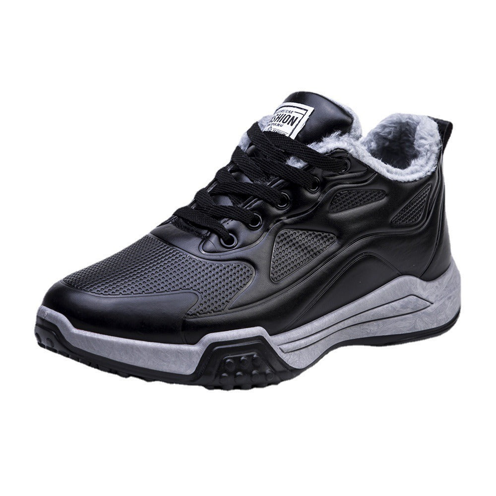 Single Cotton Casual Shoes Of The Same Style Men's Winter New Thickened Thermal Leather Shoes Fashion Korean Leather Plush Shoes