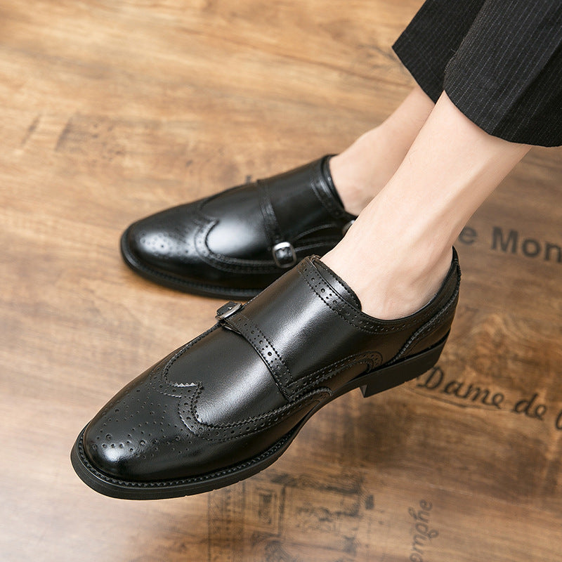 Men's Buckle Leather Shoes - Height Increasing Formal Business Shoes