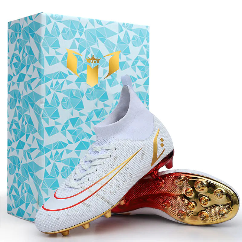Gold Plated High-top Soccer Shoes for Kids and Men