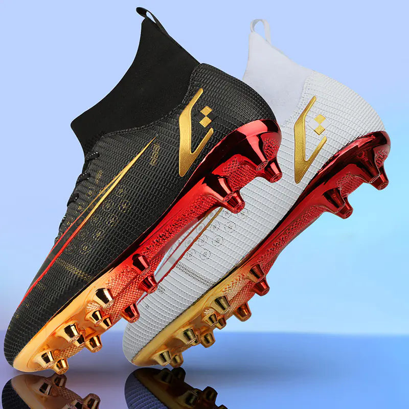 Gold Plated High-top Soccer Shoes for Kids and Men