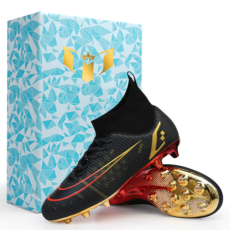 Gold Plated High-top Soccer Shoes for Kids and Men