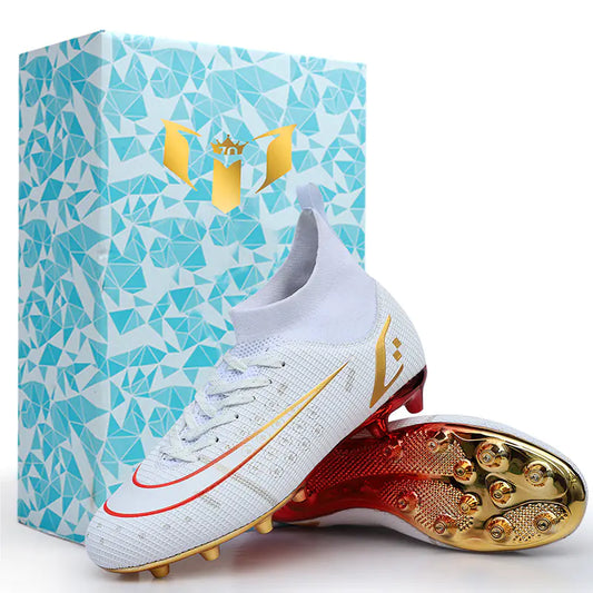 Gold Plated High-top Soccer Shoes for Kids and Men